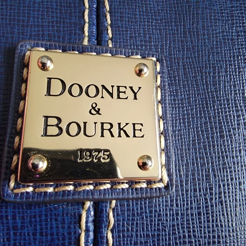 Dooney & Bourke Blue Saffiano Leather Top Zip Shopper Tote Bag